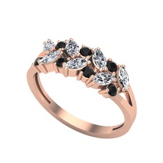 Alida Yüzük - Swarovski ve siyah zirkon 925 ayar rose altın kaplama gümüş yüzük #wppvx1