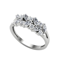 Alida Yüzük - Beyaz zirkon ve pırlanta 14 ayar beyaz altın yüzük (0.252 karat) #z85xmi