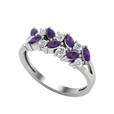Alida Yüzük - Ametist ve pırlanta 925 ayar gümüş yüzük (0.252 karat) #zdlcax