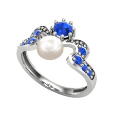 Ner İnci Yüzük - Inci ve lab safir 18 ayar beyaz altın yüzük #1imn2hi