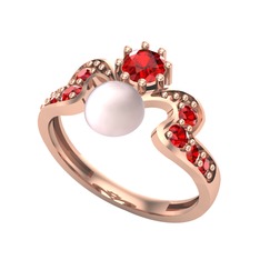 Pembe inci ve garnet 18 ayar rose altın yüzük