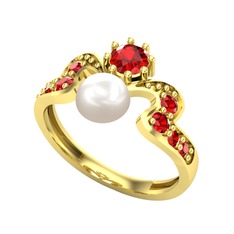 Ner İnci Yüzük - Inci ve garnet 14 ayar altın yüzük #1q3kqbs