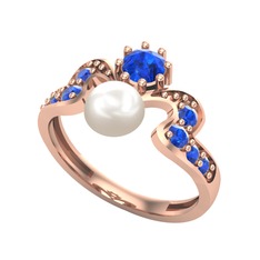 Ner İnci Yüzük - Inci ve lab safir 8 ayar rose altın yüzük #n2xqse