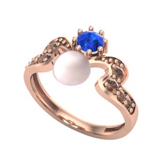 Pembe inci, lab safir ve dumanlı kuvars 8 ayar rose altın yüzük
