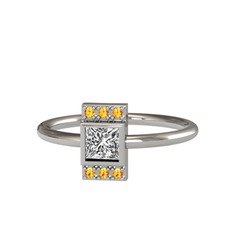 Swarovski ve sitrin 18 ayar beyaz altın yüzük
