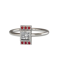 Minimal Prenses Kesim Tektaş Yüzük - Swarovski ve garnet 925 ayar gümüş yüzük #1i0odhw