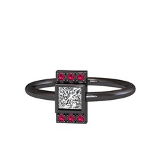 Swarovski ve rodolit garnet 925 ayar siyah rodyum kaplama gümüş yüzük