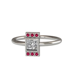 Pırlanta ve rodolit garnet 14 ayar beyaz altın yüzük (0.39 karat)