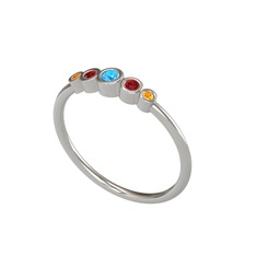 Akuamarin, garnet ve sitrin 925 ayar gümüş yüzük