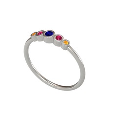 Lab safir, rodolit garnet ve sitrin 925 ayar gümüş yüzük