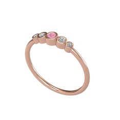 Pembe kuvars ve swarovski 18 ayar rose altın yüzük
