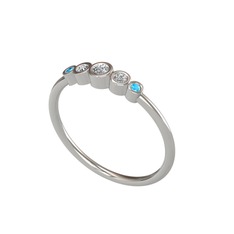 Swarovski, beyaz zirkon ve akuamarin 18 ayar beyaz altın yüzük