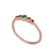 Yeşil kuvars, peridot ve garnet 14 ayar rose altın yüzük