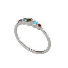 Peridot, akuamarin ve garnet 925 ayar gümüş yüzük