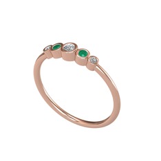Swarovski ve kök zümrüt 18 ayar rose altın yüzük