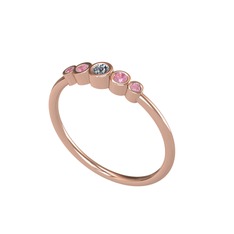 Elmas ve pembe kuvars 18 ayar rose altın yüzük (0.06 karat)