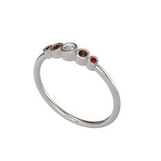 Swarovski, dumanlı kuvars ve garnet 18 ayar beyaz altın yüzük