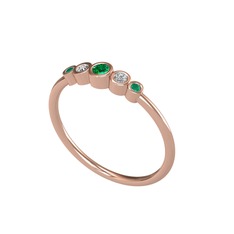 Yeşil kuvars, swarovski ve kök zümrüt 8 ayar rose altın yüzük