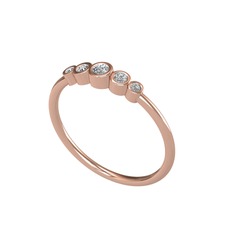 Minimal 5 Taşlı Yüzük - Swarovski 8 ayar rose altın yüzük #1yif4ul
