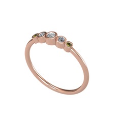 Swarovski, pırlanta ve peridot 14 ayar rose altın yüzük (0.072 karat)