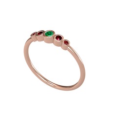 Yeşil kuvars, kök yakut ve garnet 18 ayar rose altın yüzük