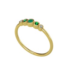 Minimal 5 Taşlı Yüzük - Kök zümrüt, yeşil kuvars ve swarovski 14 ayar altın yüzük #fqqofj