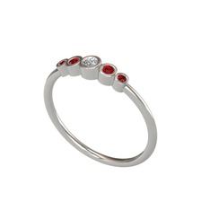 Swarovski ve garnet 8 ayar beyaz altın yüzük