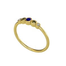 Minimal 5 Taşlı Yüzük - Lab safir, peridot ve beyaz zirkon 925 ayar altın kaplama gümüş yüzük #gagog