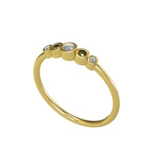 Minimal 5 Taşlı Yüzük - Swarovski ve peridot 14 ayar altın yüzük #qintrw
