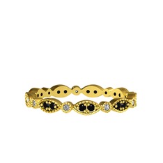 Minimal Tamtur Yüzük - Siyah zirkon ve beyaz zirkon 18 ayar altın yüzük #102mmcz