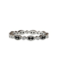 Siyah zirkon ve swarovski 8 ayar beyaz altın yüzük