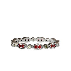 Minimal Tamtur Yüzük - Garnet ve peridot 925 ayar gümüş yüzük #10a5syk