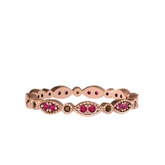 Rodolit garnet ve dumanlı kuvars 14 ayar rose altın yüzük