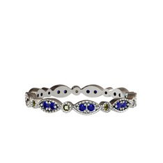 Minimal Tamtur Yüzük - Lab safir ve peridot 925 ayar gümüş yüzük #11r1ahp