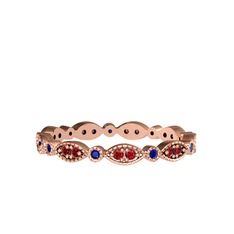 Minimal Tamtur Yüzük - Garnet ve lab safir 14 ayar rose altın yüzük #121kle5