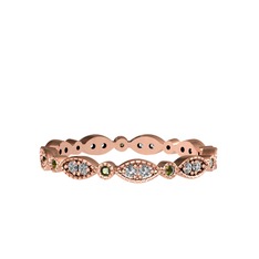 Beyaz zirkon ve peridot 18 ayar rose altın yüzük