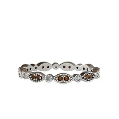 Dumanlı kuvars ve swarovski 8 ayar beyaz altın yüzük