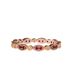 Garnet ve sitrin 925 ayar rose altın kaplama gümüş yüzük