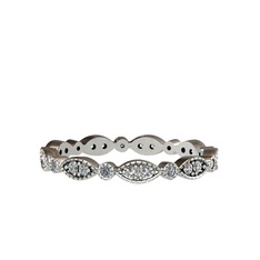 Minimal Tamtur Yüzük - Swarovski ve pırlanta 14 ayar beyaz altın yüzük (0.099 karat) #1agfuhh