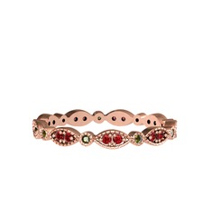 Minimal Tamtur Yüzük - Garnet ve peridot 8 ayar rose altın yüzük #1cf6nly