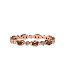 Minimal Tamtur Yüzük - Dumanlı kuvars ve pırlanta 18 ayar rose altın yüzük (0.099 karat) #1coal2b