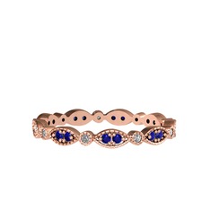 Minimal Tamtur Yüzük - Lab safir ve beyaz zirkon 925 ayar rose altın kaplama gümüş yüzük #1dhcouv