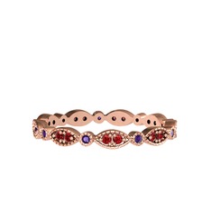 Garnet ve ametist 18 ayar rose altın yüzük