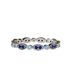 Minimal Tamtur Yüzük - Lab safir ve akuamarin 18 ayar beyaz altın yüzük #1dpog0u