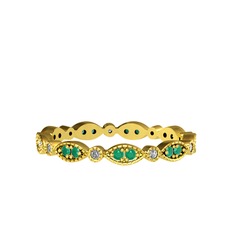 Minimal Tamtur Yüzük - Kök zümrüt ve swarovski 14 ayar altın yüzük #1dudqea