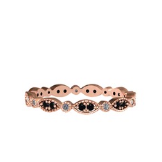 Minimal Tamtur Yüzük - Siyah zirkon ve pırlanta 18 ayar rose altın yüzük (0.099 karat) #1ev68s5