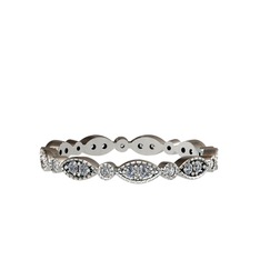 Pırlanta ve swarovski 14 ayar beyaz altın yüzük (0.198 karat)