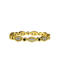 Minimal Tamtur Yüzük - Beyaz zirkon ve siyah zirkon 8 ayar altın yüzük #1g6qm9b