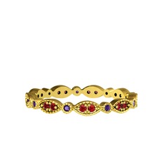 Minimal Tamtur Yüzük - Garnet ve ametist 8 ayar altın yüzük #1gb12qu