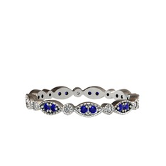Minimal Tamtur Yüzük - Lab safir ve swarovski 18 ayar beyaz altın yüzük #1gk8cw0